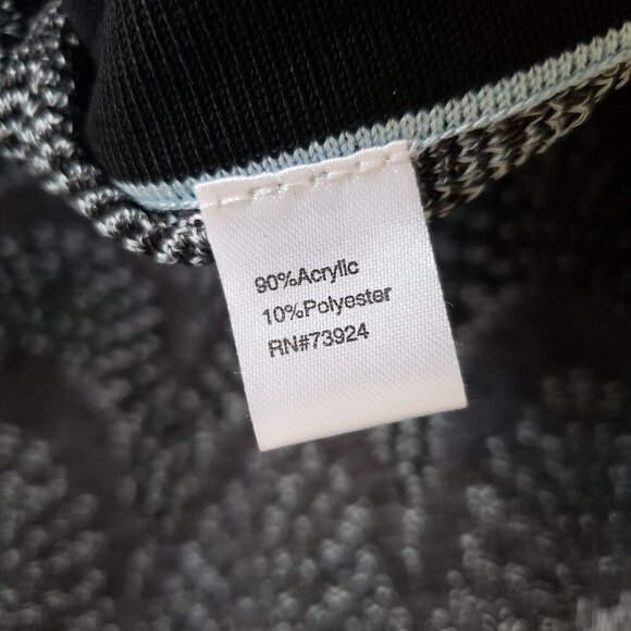 Ming Wang Knit 3/4 Sleeve Cardigan Blue/Grey/Black Size Women's 1X Clasp Artsy - Picture 11 of 12